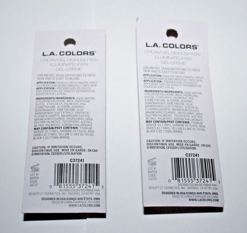 LA Colors Cream Gel Highlighter #C37241 Jasmine Flower Lot Of 2 In Box - Image 2 of 2