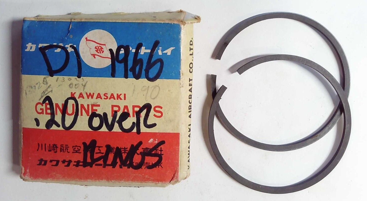 NOS GENUINE KAWASAKI .5 OVERSIZE PISTON RING SET OEM D1010