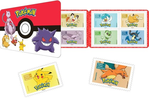 12 Pokémon official french stamps - green letter - Picture 1 of 4