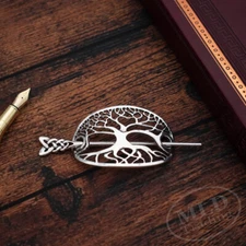 Celtic Tree of Life Hair Stick Barrette – Metal Hairpin Clip Accessory