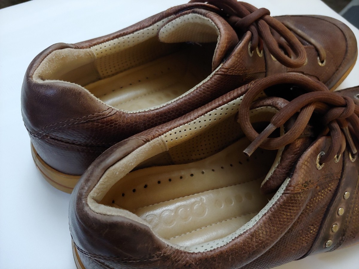Ecco Mens Street Retro Golf Shoes Spikeless Coffee Brown EU 
