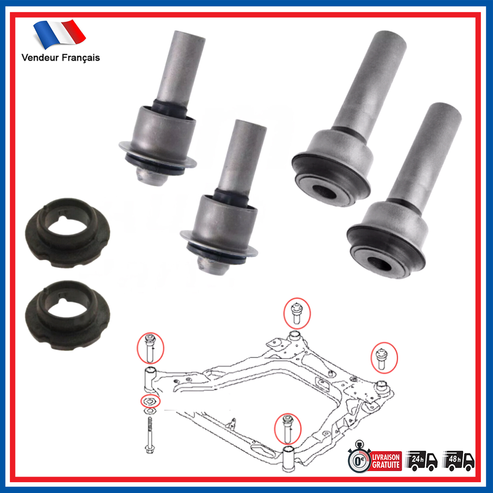 Silent bloc avant 54467JD000 pour Nissan X-Trail anti-vibration en caoutchouc renforcé