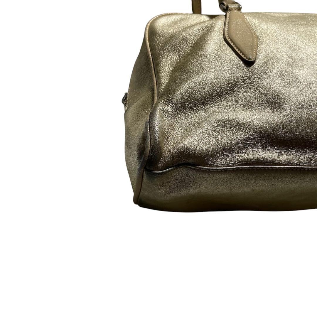 miu miu Archive Hand bag mini Boston bag Leather Gold 90s miu miu Archive Hand bag mini Boston bag Leather Gold 90s