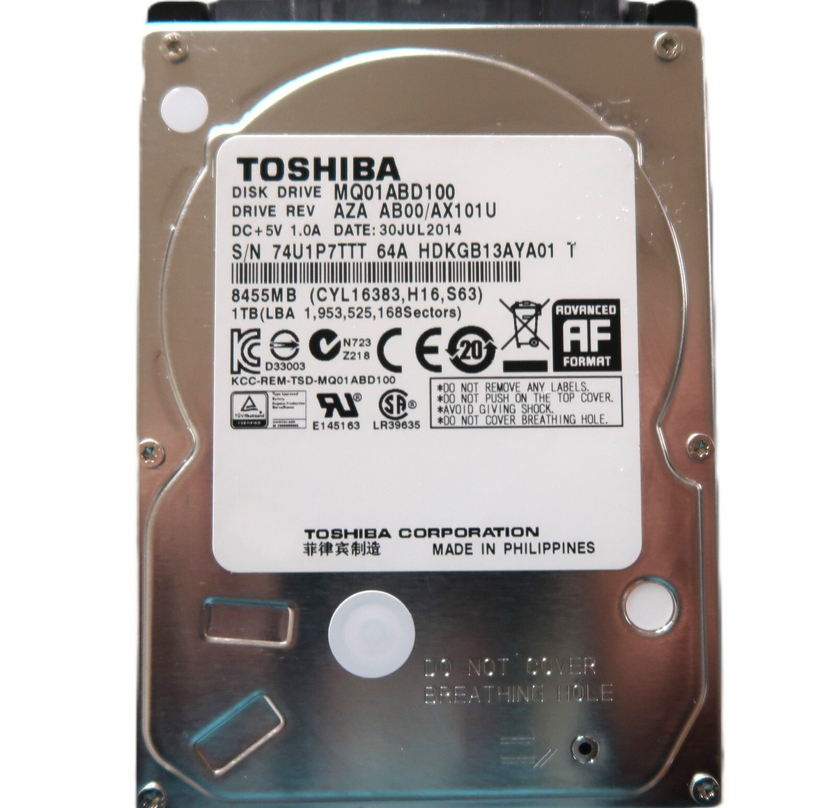 Toshiba MQ01ABD100 HDKGB13AYA01 T (74U1) AZA AB00/AX101 U 2.5