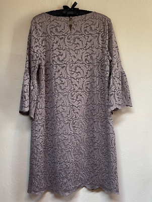 Garnet Hill Women's Lace Dress A-Line 3/4 Sleeve Scoop-Neck Size 10 Taupe  Lined