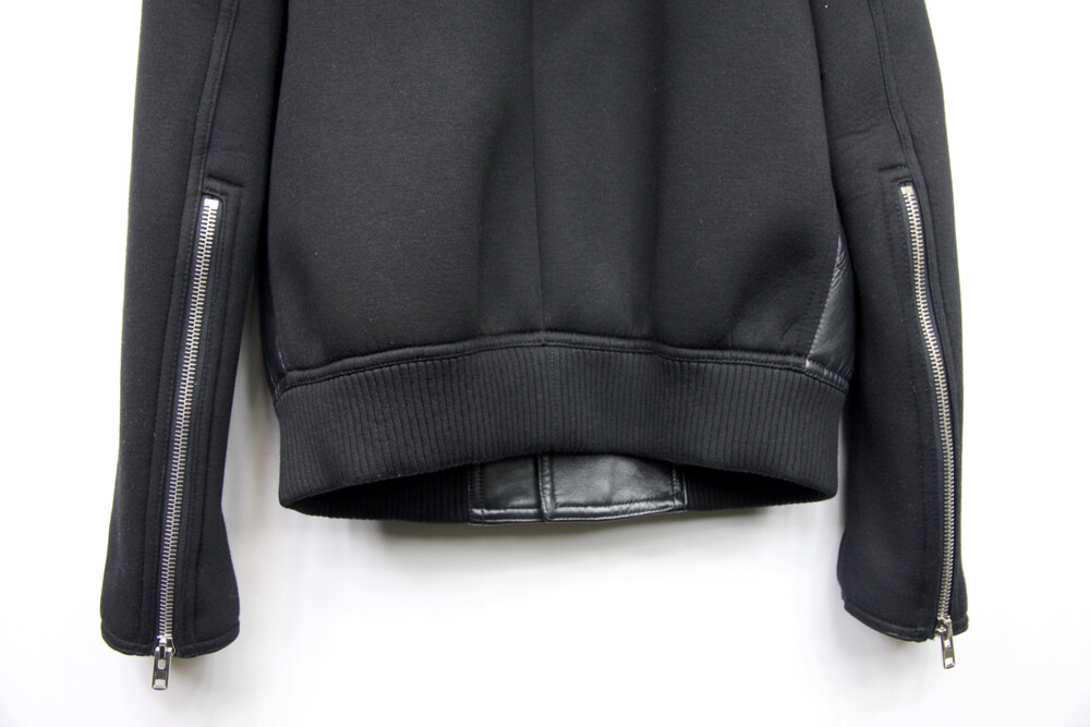 $3k+ Givenchy Black Leather Neoprene Hooded Biker Jacket $3k+ Givenchy Black Leather Neoprene Hooded Biker Jacket