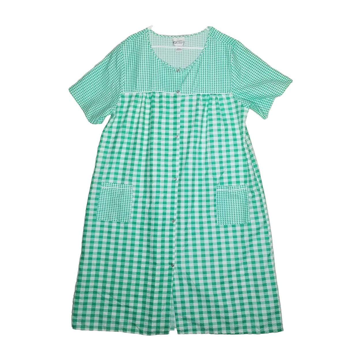 House Dress Smock Pockets Size 1x Set Of 2 Gingham Check Cozee Corner Blue Green | eBay House Dress Smock Pockets Size 1x Set Of 2 Gingham Check Cozee Corner Blue Green | eBay