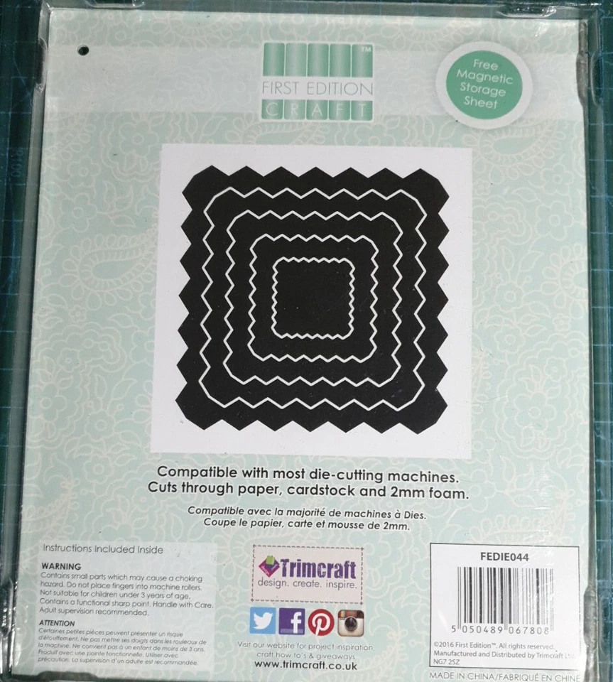 Trimcraft  First Edition PINKING EDGE SQUARES   5 Nesting Dies  New - Image 3 of 3