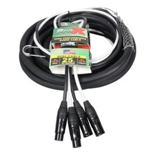 ProX XC-DXLR25 25FT Balanced Dual XLR-M to Dual XLR-F Audio Cable