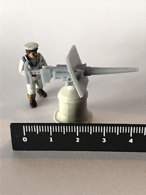 Wargame 3 Pounder Hotchkiss Naval Deck Gun on Pedestal Shield British 28mm Ship