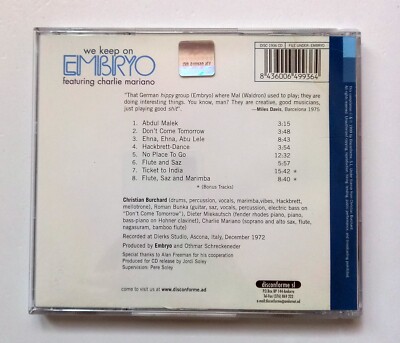 EMBRYO FEATURING CHARLIE MARIANO – WE KEEP ON (1999) CD REISSUE