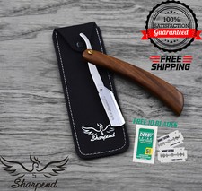 Professional Wood Barber Hair Shaving Razor Straight Blade Folding Knife CE