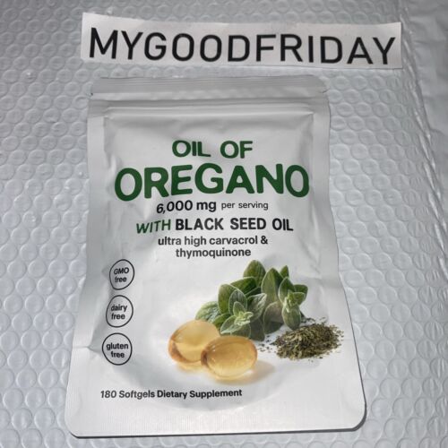 Oregano Oil 6,000mg With Black Seed Oil Ultra High Thymoquinone &Carvacrol 12/26