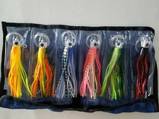 6pk Bubblers trolling lure set Mahi AHI Sailfish Marlin Rigged ready DARKWATER