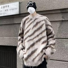 Men's Fashion Winter Crew Neck Long Sleeve Loose Warm Kniting Sweaters Pullover