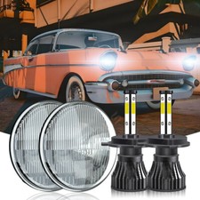 Pair Led 7inch Round Headlights Headlamp Hilo Bulbs For Mg Mgb 1969-1981