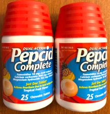 Pepcid Complete Acid Reducer Chewable Tropical Fruit 25ct *LOT OF 2 * EXP: 06/26