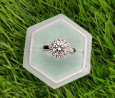 Sunburst Flower Halo Wedding Ring 14K White Gold Over 2.2 Ct Simulated Diamond