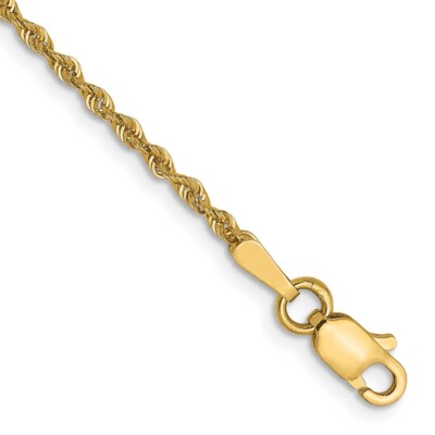 Echt 14kt Gelbgold 1,6 mm massiv normales Seil Kettenarmband; 7 Zoll
