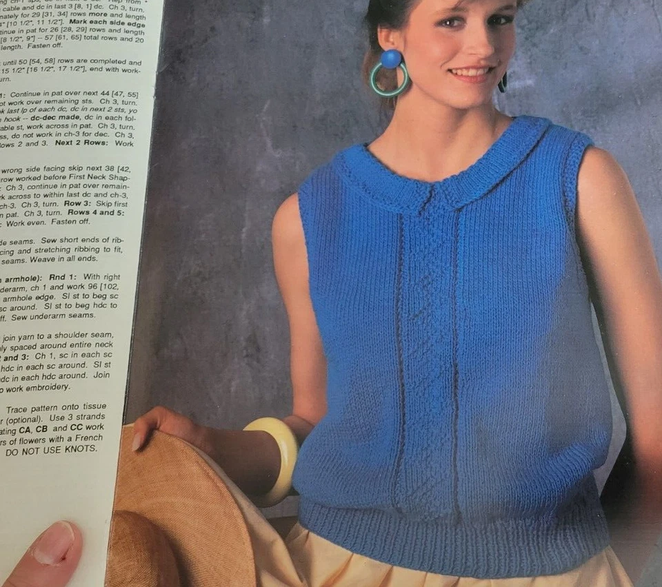 SPRINGTIME SWEATERS Cardigan Pullover Red Heart Luster Sheen KNITTING Book 2409 - Image 4 of 4