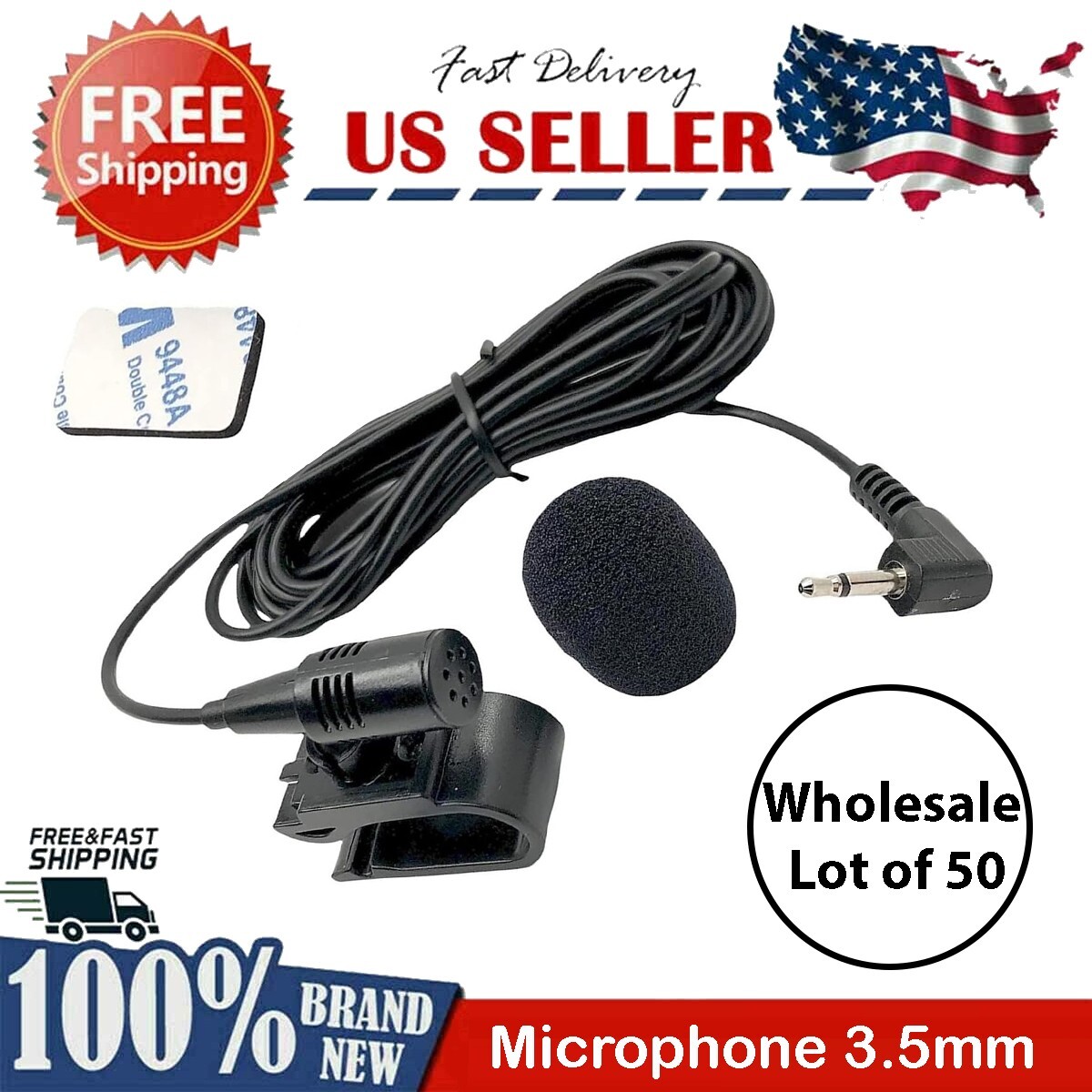 Wholesale LOT of 50PC Microphone 3.5mm Car Stereo Radio Handsfree Universal Mic