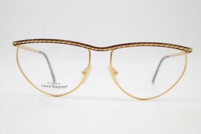 Vintage Glasses Laura Biagiotti V 116 Gold Black Oval Eyeglass Frame