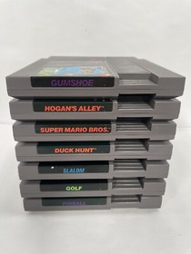 Lot Of 7 NES 5-Screw Carts Only Black Label Mario, Hogans Alley, Gumshoe NICE!!