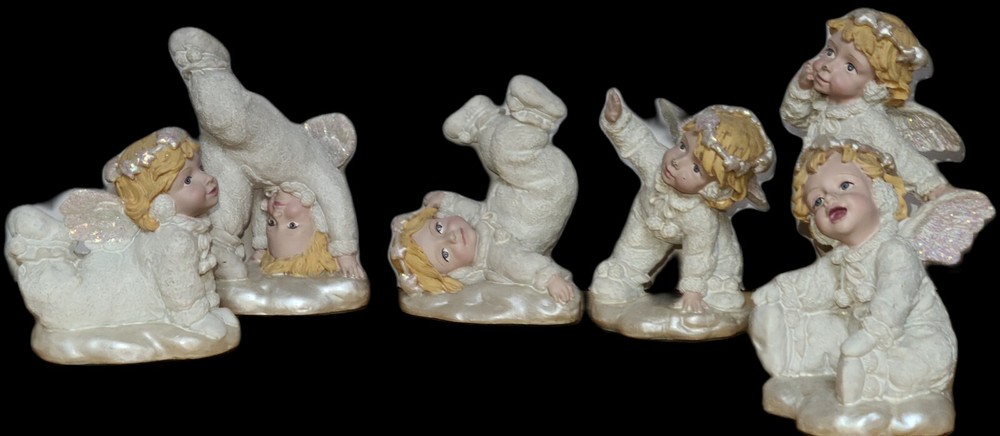 Lot of 6 Adorable Vintage  Snow Angel Figurines by Collectables for Me 1994 YSB2