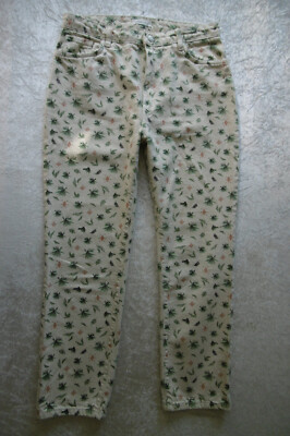 Jeans CACHE CACHE  Gr 40 Farbe: elfenbein mit Palmen + Ornamente  100% Baumwolle