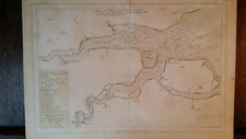 1825 ANTIQUE PLAN MAP - 1667 BATTLE RAID ON MEDWAY - ANGLO-DUTCH WAR