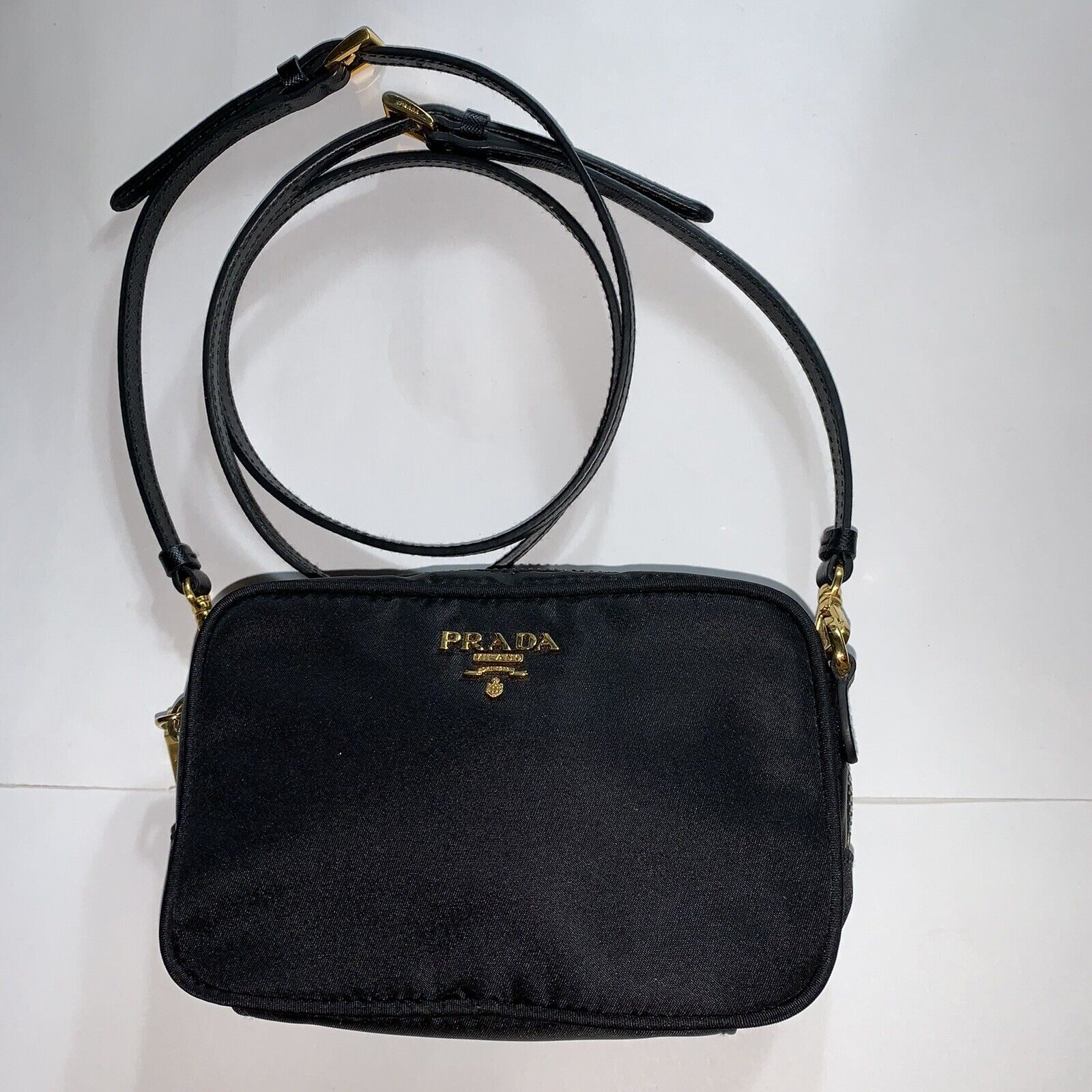 Prada Crossbody Bag Nylon Black/Yellow in Nylon with Silver-tone - US