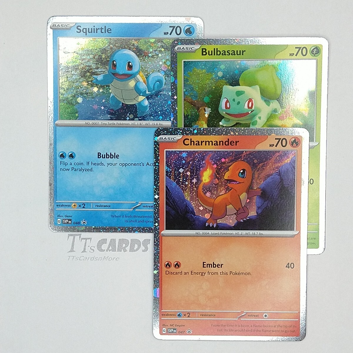 Pokemon 151 Charmander Squirtle Bulbasaur 3 Card Cosmos Holo - Promo Set