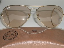 62 14mm VINTAGE B L RAY-BAN BROWN PHOTOCHROMIC CHANGEABLES AVIATOR SUNGLASSES