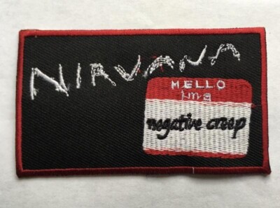 l Nirvana Hello Patch Box Logo Embroidered Golden Strings Iron Sew On Est. 5''