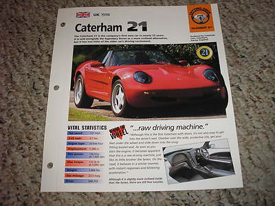 UK 1998 Caterham 21 Hot Cars Cutting Edge Group 1 #61 Spec Sheet Brochure