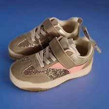Carter's Toddler Girls Size 7 Sparkle Glitter Pink Accent Tennis Shoes