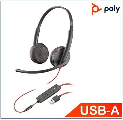 Plantronics/Poly Blackwire 3225 Headset USB-A Stereo 3.5mm duo corded Noise