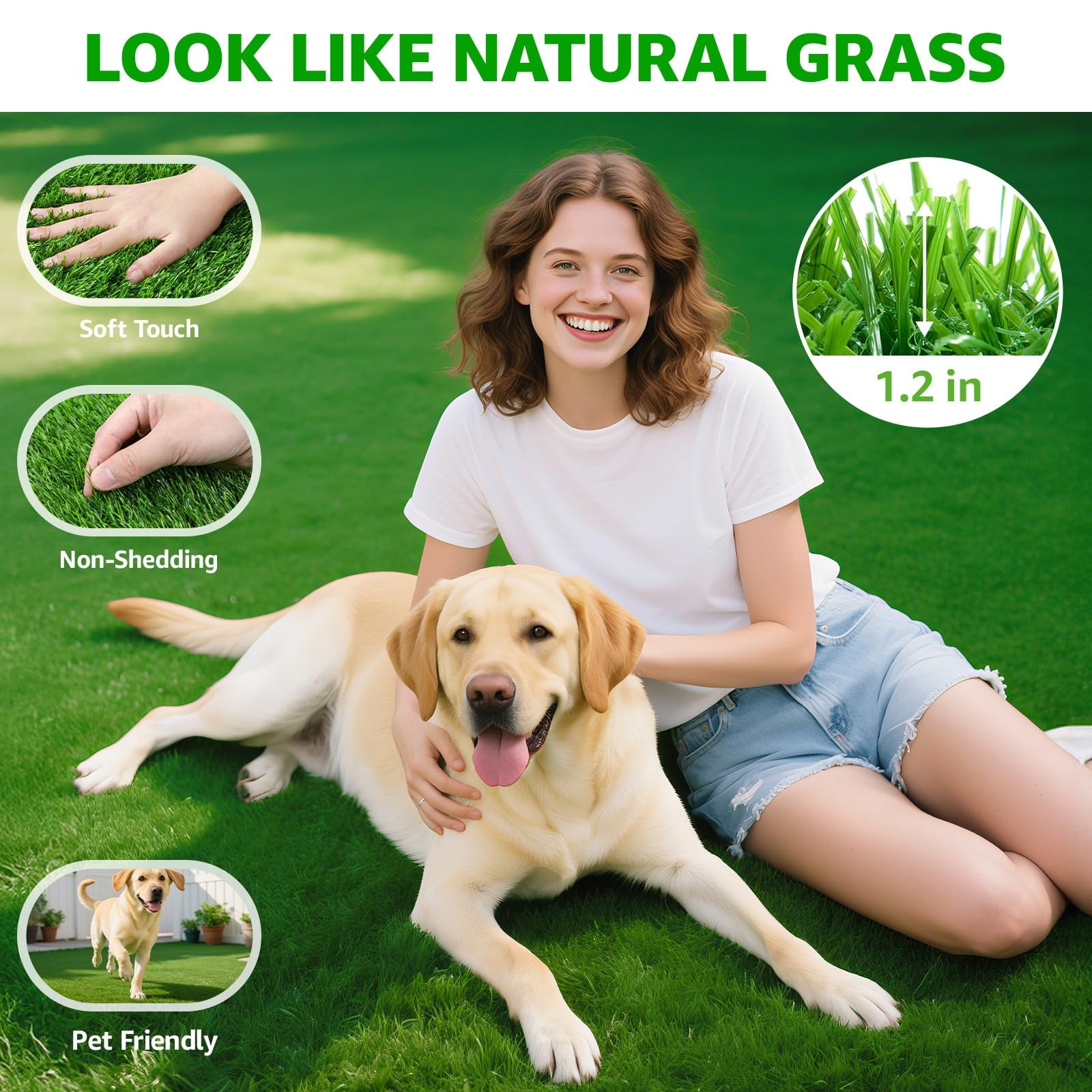 Artificial Grass Turf Outdoor for Garden Landscape Decoration, Fake Rug Mat w...