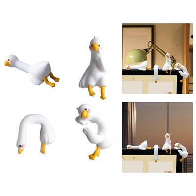 Goose Figurine Computer Monitor Decor Small Goose Statue Figure Crafts Adorable