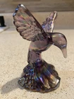 Fenton USA Purple Iridescent Carnival Glass Hummingbird Figurine 4 Inch