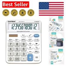 Commercial 5-Inch LCD 12-Digit Calculator - Giant Buttons for Home/Office Use