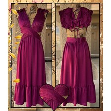 Lulus Plum Purple Lace-Up Midi Dress Size S