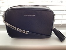 Michael Kors Black Ginny Leather Crossbody / Adjustable Shoulder Strap Bag