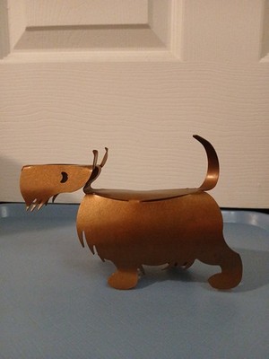 David Lesser Rustic Brown Metalglyphics Art Dog Sculpture Schnauzer Metal Figure