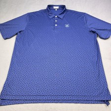Peter Millar Polo Shirt Mens 2XL Blue Floral Summer Comfort Stretch PFC Golf