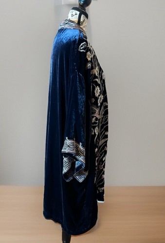 Johnny Was 2X / 3X Blue Velvet Kimono Wrap Jacket Duster BOHO Oversized 30”PTP - Imagen 7 de 16