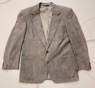 St. Simons Clothing Men's Gray Suede Blazer Sport Coat Made in USA 46R Vintage
