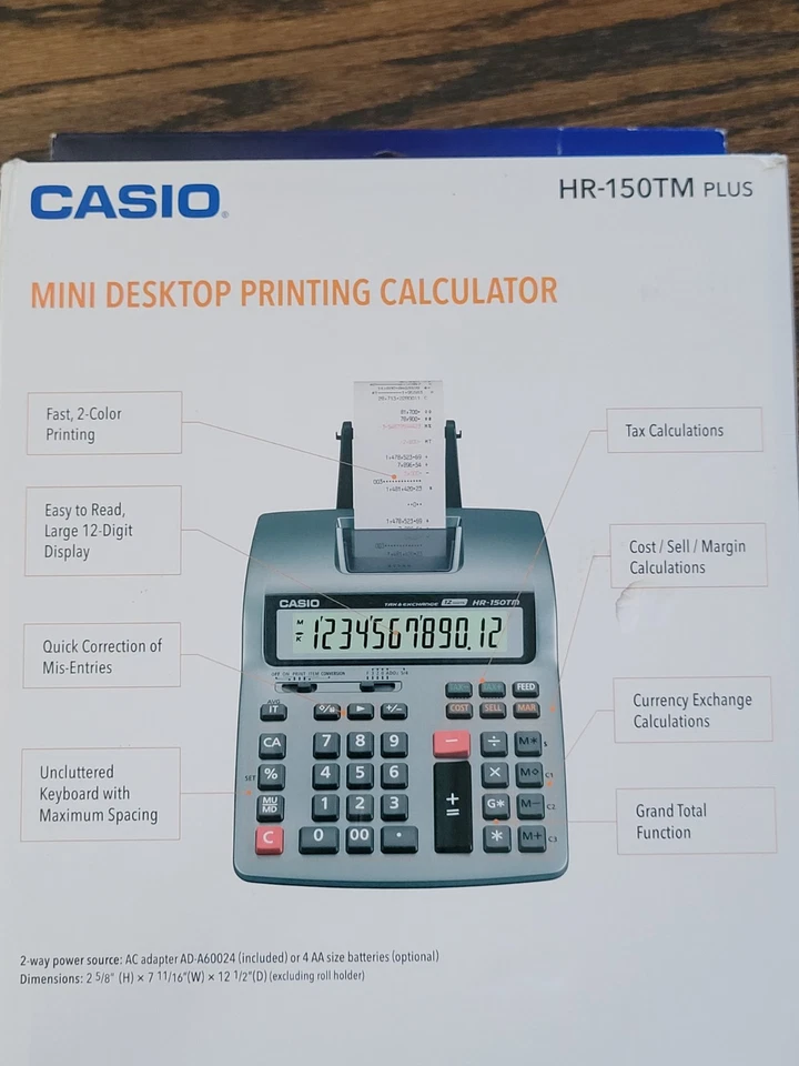 Casio HR-150TM Plus-W Desktop 12-Digit Printing Calculator - New In (Dented) Box - Image 3 of 4