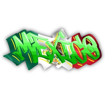 Mexico Flag Stylish Lettering  Cut To Shape Vinyl Sticker