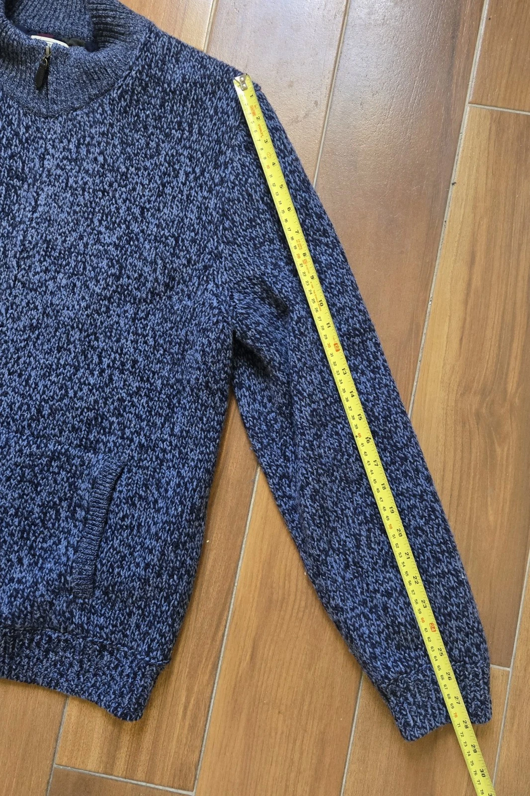 L.L. Bean Classic Lambswool Sweater Full-Zip Flannel-Lined Men's XL Carbon Navy image 12